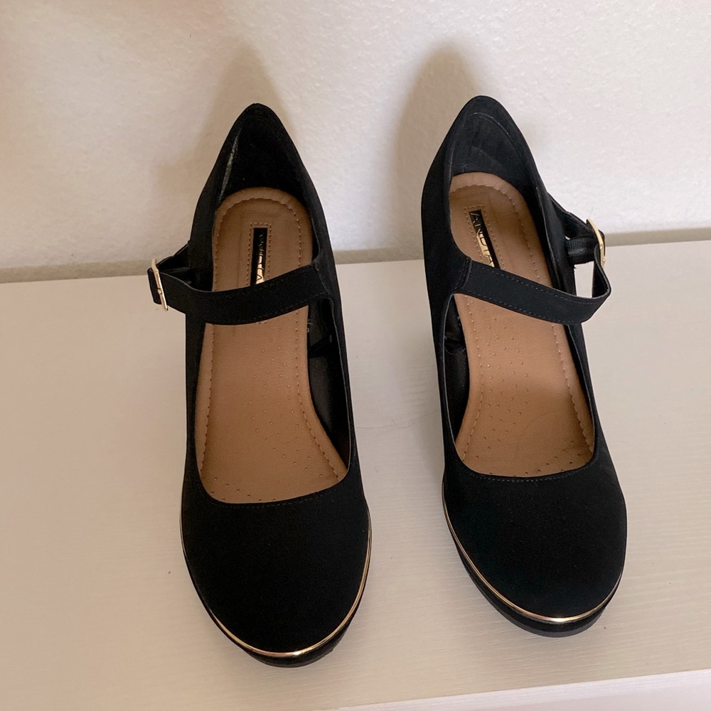 Chic Black Wedge Mary Jane Shoes